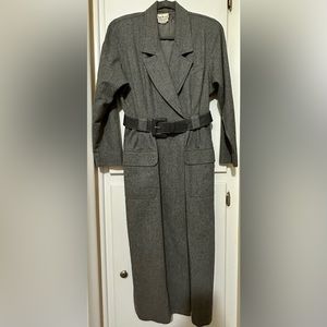 Vintage Ann Klein 11 Gray Double Breasted Suit Dress